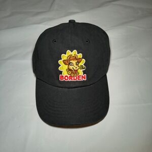Vintage Borden Elsie the Cow Baseball Cap Black Embroidered Hat Strapback